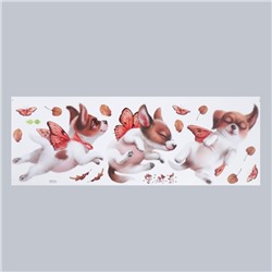 Наклейка интерьерная цветная «Пёсики с крыльями бабочек», 30×83 см