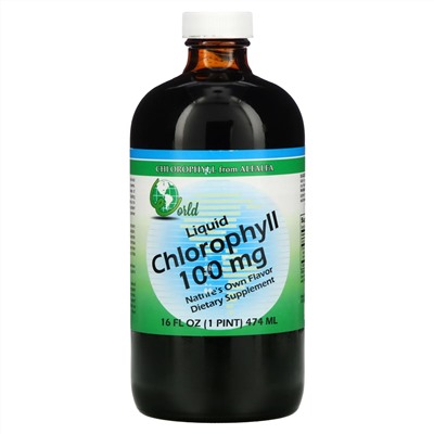 World Organic, жидкий хлорофилл, 100 мг, 474 мл (16 жидк. унций)
