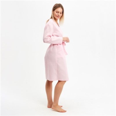 Халат вафельный запашной женский, р-р 46, 160 г/м, 100% хлопок, розовый