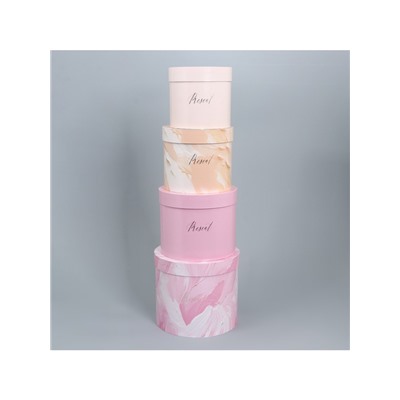 Набор коробок для цветов 4 в 1, упаковка подарочная, «Нежный», 14×14×13 см - 20×20×17.5 см