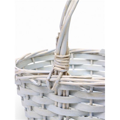 Корзина плетёная для хранения, 28×20×11 см, ручка h=14 см, ива, белая, Greengo