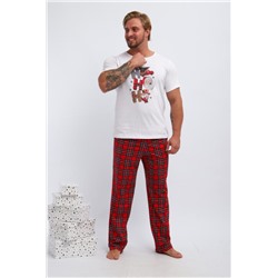 Пижама мужская П218 Новый Год (Красный,белый)