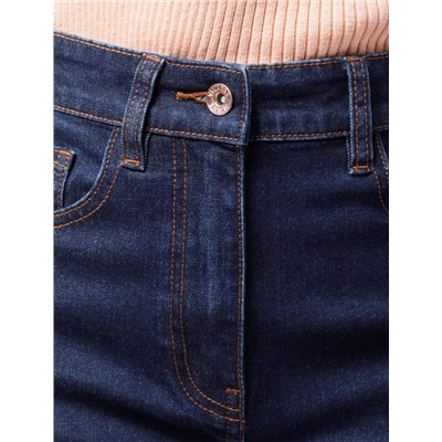 Джинсы трубы прямые с декоративной стиркой из эластичного денима