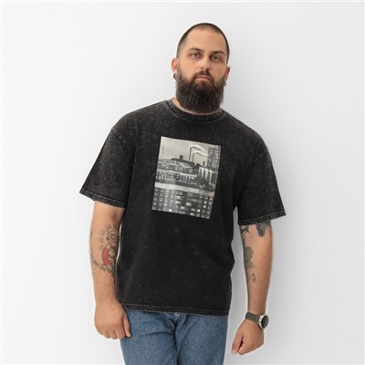 Футболка мужская MIST «Город» из вареного хлопка, черный, р-р M