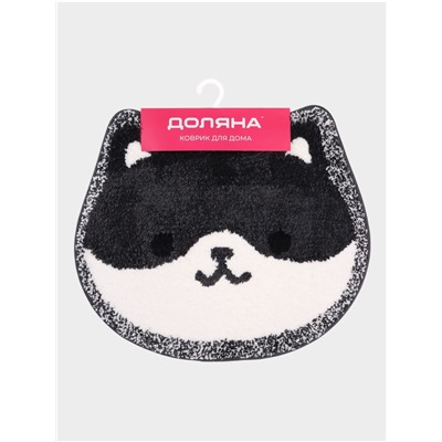 Коврик Доляна Kitty, 55×64 см, ворс 1 см, микрофибра, серо - белый