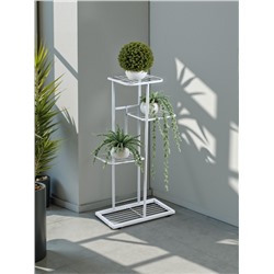 Подставка для цветов Greengo, 4 полки, 43×22×82 см, напольная, металл, белая
