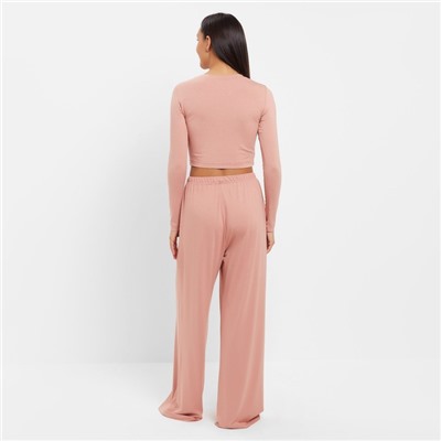 Пижама женская (лонгслив, брюки) MINAKU: Home collection, розовая, размер 48