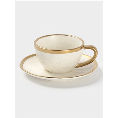 Чайная пара Magistro Poursephona, чашка 250 мл, блюдце d=16 см, фарфор, белая