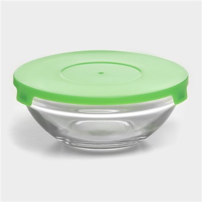 УЦЕНКА Набор стеклянных салатников Доляна «Классика», с крышками, 5 предметов: 900 мл (17×7.6 см), 500 мл (16×6 см), 350 мл (12.5×5.4 см), 200 мл (10.5×4.5 см), 130 мл (9×3.7 см), цвет зелёный