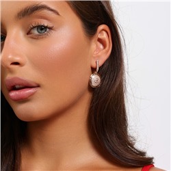 Серьги подвески ювелирная бижутерия коллекция "Дубай" покрытие позолота, вставка: фианиты, цвет: прозрачный, арт.215.499