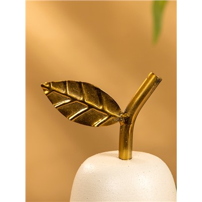 Сувенир «Груша с золотым листом», 12×12×25 см, матовый белый