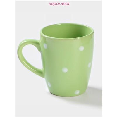 Кружка Доляна «зелёное Горох», 360 мл, керамика, зелёная