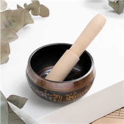 Поющая чаша Music Life «Послание», музыкальный инструмент, чёрная с узорами, 8 см