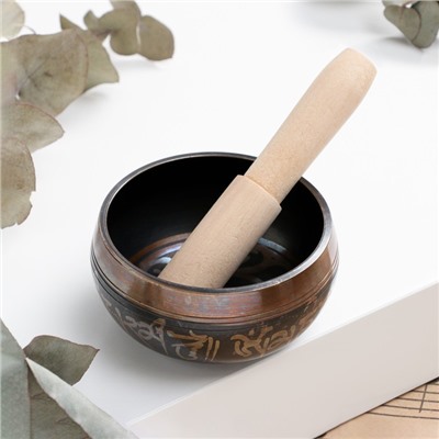 Поющая чаша Music Life «Послание», музыкальный инструмент, чёрная с узорами, 8 см