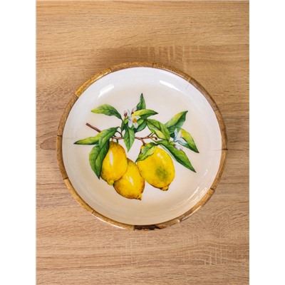 УЦЕНКА Блюдо «Лимоны» дерево манго 25×25×4.5 см