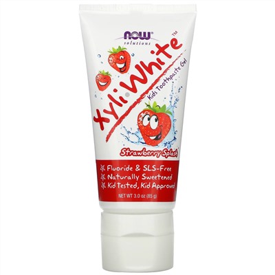 Now Foods, XyliWhite, зубная паста-гель для детей, без фторидов, клубничный вкус, 85 г (3,0 унции)