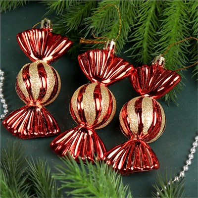 Елочное украшение Конфетка 3 штуки 10 см / 5624 /уп 120/ микс