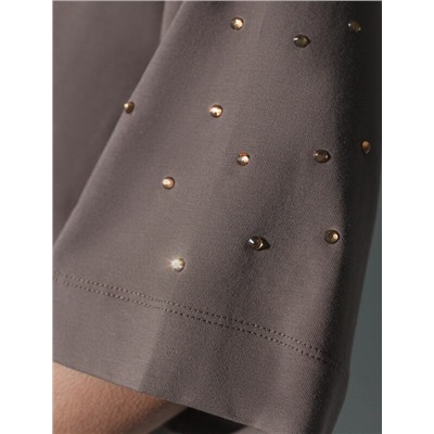 Футболка оверсайз с принтом стразами из премиального хлопка с эластаном