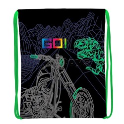 Мешок для обуви "Go Dino" 1 отделение, 370х470мм, петля для подвеса, полиэстер, 210 ден