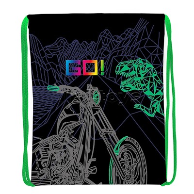 Мешок для обуви "Go Dino" 1 отделение, 370х470мм, петля для подвеса, полиэстер, 210 ден