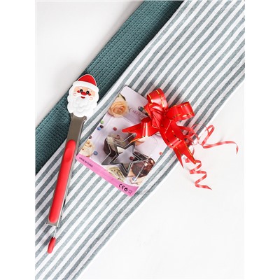 Подарочный набор Щипцы металл силикон 26 см + формочки для печенья/ QT- 907 /уп/ Новогодний