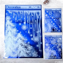 Наклейка новогодняя 38х30 Снежинки / 611-7 /уп 12/300/ микс