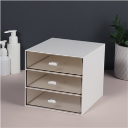 Органайзер для хранения BASIC, многоуровневый, 3 секции, 15.4×14.6×16.7 см, белый, прозрачный