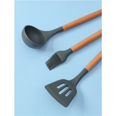 Набор кухонных принадлежностей Доляна «Фаварис», 7 предметов, 34×12.5×12.5 см, серый