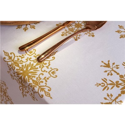 Скатерть новогодняя «Этель. Золотые снежинки», 149×300 ±3 см, 100% хлопок, 190 г/м²