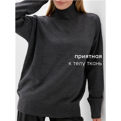 Джемпер женский вязаный MINAKU: Knitwear collection, антрацит, размер 42-44
