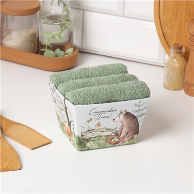 Набор полотенец Этель «Счастливой пасхи» 35×50 см - 3 шт., 100% хлопок, махра 340 г/м²