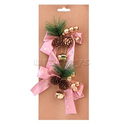 Набор новогодних украшений "Бантики с шишками" розовые