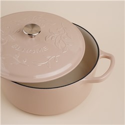 Кастрюля SL Home, 6 л, d=28 см, h=12.5 см, индукция, с эмалированным покрытием, чугун, бежевая