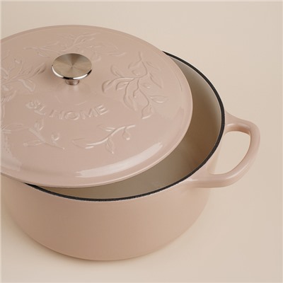 Кастрюля SL Home, 6 л, d=28 см, h=12.5 см, индукция, с эмалированным покрытием, чугун, бежевая