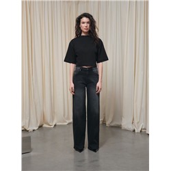 Актуальная коллекция CONTE CON-800 Чёрные джинсы wide leg с дополнительной петлёй для кастомизаций