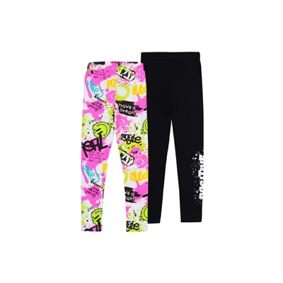 Брюки трикотажные для девочек (легинсы), 2 пары в комплекте