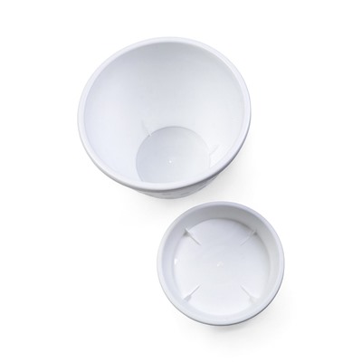 Горшок для цветов «Цветочек», 3.6 л, d=21.5 см, h=16.5 см, пластиковый, белый