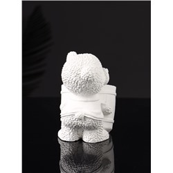 Кашпо гипс «Медведь с горшочком», 9×10×6 см, белый