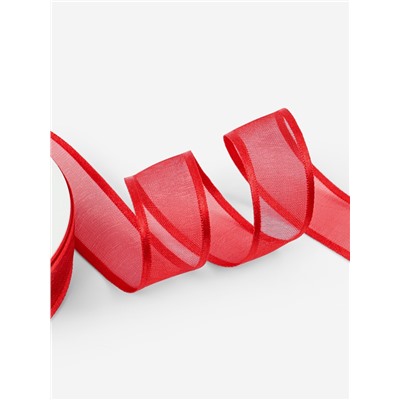 Лента декоративная, капроновая/атласная, 20 мм, 18±1 м, красная