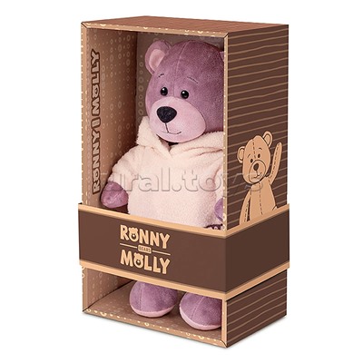 Мишка Ронни в худи цвета лотоса, 21см, в коробке