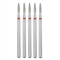 MANITA Фреза алмазная пламя острое для аппаратного маникюра 856.104.243.080.018 ФАП-1.8-8М, красная насечка, ø 1,8 мм, 5 шт. 28339