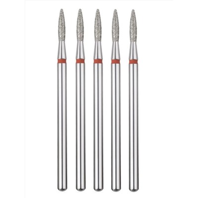 MANITA Фреза алмазная пламя острое для аппаратного маникюра 856.104.243.080.018 ФАП-1.8-8М, красная насечка, ø 1,8 мм, 5 шт. 28339