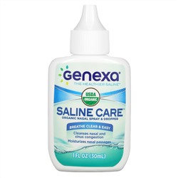 Genexa, солевой раствор, органический назальный спрей с пипеткой, 30 мл (1 жидк. унция)