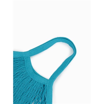 Сумка-авоська плетёная, клетка 1.5 см, бирюзовая