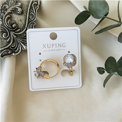 Серьги коллекция "Xuping" покрытие позолота, вставка: фианиты, арт.004.080