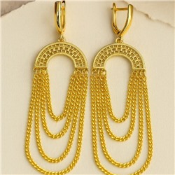 Серьги длинные висячие ювелирная бижутерия Итальянское золото (покрытие желтое 14к) , арт.217.434