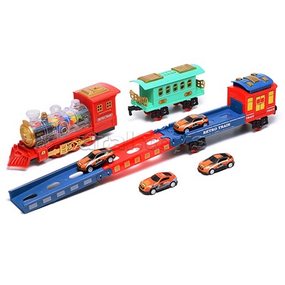 Железная дорога 2 в 1 "Ретро поезд" с подсветкой и эффектом дыма, в коробке