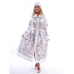 Карнавальный костюм новогодний «Снегурочка», шуба, шапка, варежки, пояс, рост 164, р-р. 52-54