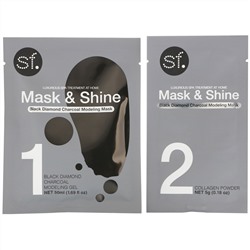 SFGlow, Mask & Shine, моделирующая косметическая маска с черным каменным углем, набор из 4 предметов