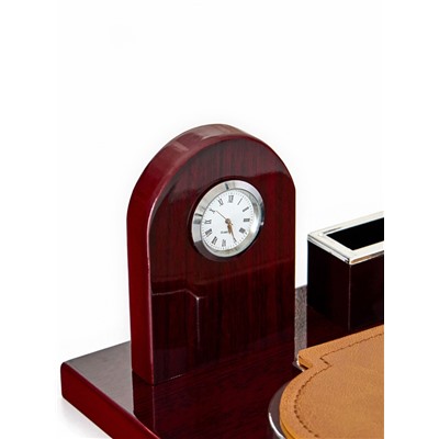 Набор настольный, органайзер 5 в 1 с визитницей и часами, 34×20×13 см
